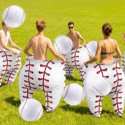 Shappy Granny Pants Yard Game, 2 Pcs 31.5 x 39.5 Inches Big Baseball Granny Pants with 8 8 Inch Bouncy Balls 2 Pump Giant Baseball Outdoor Game for Family Reunion Team Building Picnic Field Day - style: Baseball
