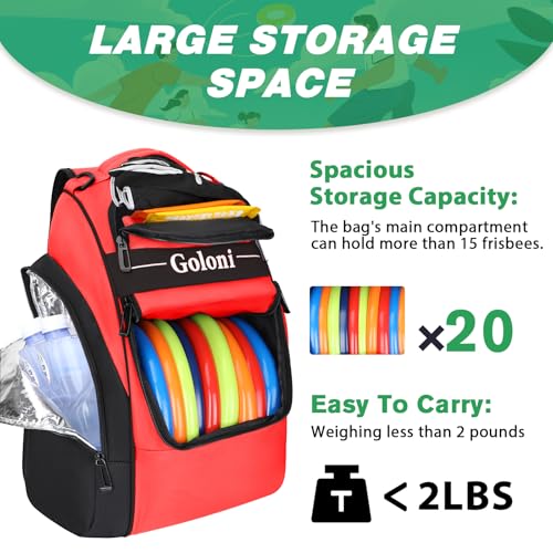 Disc Golf Bag Holds 23+ Discs,Durable Disc Golf Backpack with cooler compartment,Large Capacity Frisbee Bags