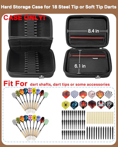 RAIACE Hard Storage Dart Case for 6 Steel Tip or Soft Tip Darts, Dart Carrying Case for Dart Tips, Shafts and Flights. (Case Only, Not Include the Darts)