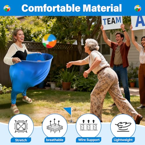 Granny Pants Yard Game for Kids (31.5 in *24 in), 2Pcs Granny Pants Outdoor Games with 10 Bouncy Balls, 2 Pumps & Flags, Granny Pants Game for Family Carnival Party Reunion Gathering (Small) - size: Small