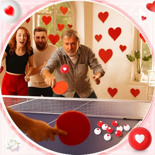 Soulchen 24 Pcs Table Tennis Balls Plastic Novelty Table Tennis Stress Props 40 mm for Party Playing Beach Decor Beer Game Party Favors - style: Valentine's Day