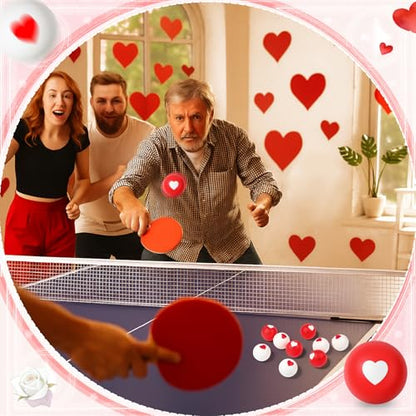 Soulchen 24 Pcs Table Tennis Balls Plastic Novelty Table Tennis Stress Props 40 mm for Party Playing Beach Decor Beer Game Party Favors - style: Valentine's Day