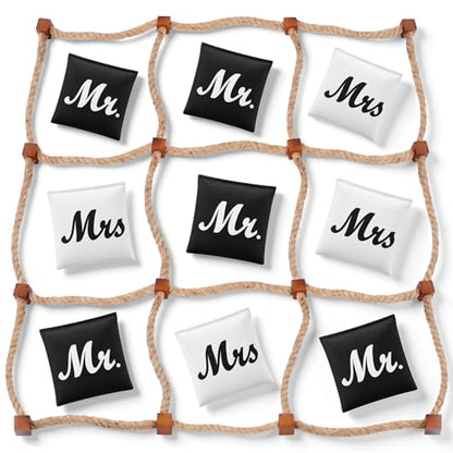 Lunmon Wedding Giant Tic Tac Toe Outdoor Games for Reception 4ft x 4ft Wooden Tic Tac Toss Mr and Mrs Bean Bag, Portable Wedding Yard Games for Backyard Lawn Outdoor Party Guests