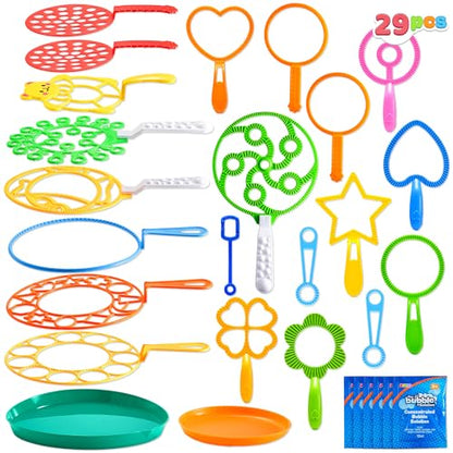 JOYIN 29 Pcs Big Bubble Wands Set, Giant Bubble Wand Bulk with Tray for Kids Outside Blowing, Toys for Summer Easter Party Favor Birthday Toddlers - style: Classic
