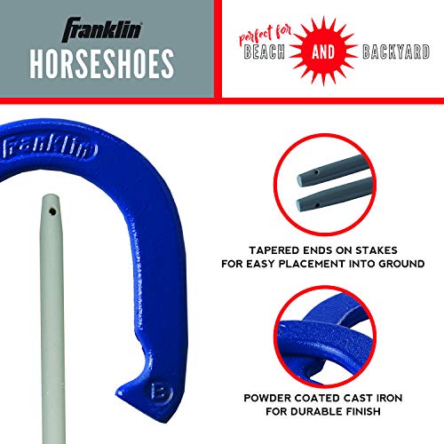 Franklin Sports Horseshoes Sets - Game Sets for Adults + Kids - Includes (4) Horseshoes and (2) Ground Stakes - style: Family
