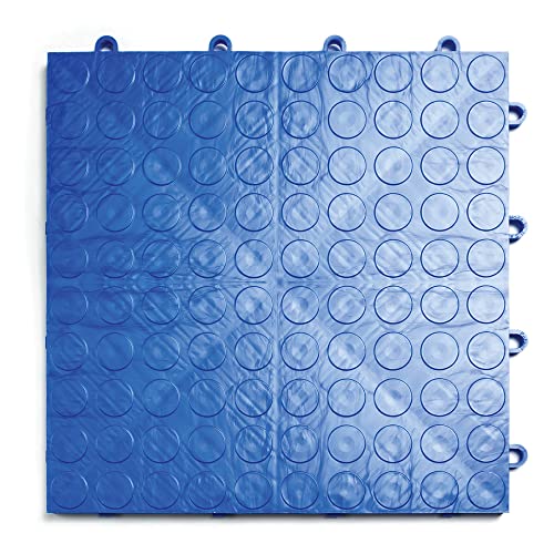 Big Floors GarageDeck Garage Floor Tiles, Interlocking Garage Flooring, Coin Pattern Non-Slip Heavy-Duty Copolymer Modular Tile (Royal Blue, 24 Pack of 12 x 12" Tiles, 24 Sq Ft) - color: Royal Blue, size: 24 Pack