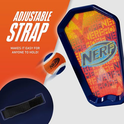 Nerf Toss and Catch Game with Paddles + Ball - Tennis Catch Game with (2) Self- Stick Paddles - Perfect Kids Beach Toy + Backyard Set - Includes 2 Sticky Mitts + Tennis Ball