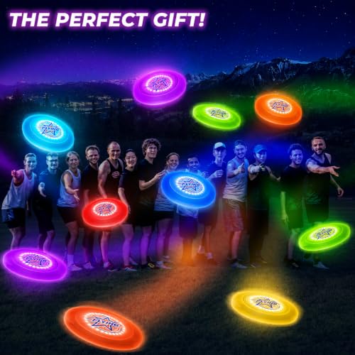 Glow in the Dark LED Flying Disc - 7 Dynamic Modes, 7 Colors, IP65 Waterproof, Perfect Birthday & Camping Gift for Men/Teens/ - Outdoor Games, 175g, 14+