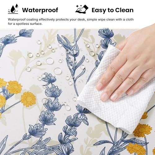 ALOANES Waterproof Mouse Pad with Durable Stitched Edge, Gaming Keyboard, Non-Slip Rubber Base, Extended Desk pad for Gamer, Office& Home, Yellow Flower Mousepad XL(31.50"x11.81"x0.12") - color: 03- Yellow Flower, size: XL(31.5" x 11.8")