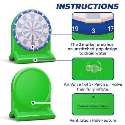 iPlay, iLearn Kids Fun Pool Toys, Inflatable Dart Board Water Games, Swimming Pool Floats, Beach Yard Outdoor Play, Backyard Party Birthday Gift for 6 7 8 9 10 12 Years Old Boys Girls Teen Adult-Green