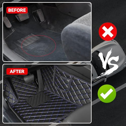 Car Floor Mats Fit for Dodge Dart 2013-2016 All Weather Durability Leather Car Floor Mats, Skidproof Pedal, Waterproof, Wear-reistant(Black Blue) - color: Black Blue