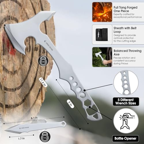 Professional Throwing Axe Set, 6 Pack 11.5" Stainless Steel Throwing Axes - Axe Throwing Game, Competition & Target Practice, Tomahawk Hatchets with Nylon Sheath - style: Blank Stainless Steel