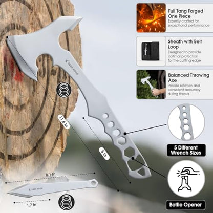 Professional Throwing Axe Set, 6 Pack 11.5" Stainless Steel Throwing Axes - Axe Throwing Game, Competition & Target Practice, Tomahawk Hatchets with Nylon Sheath - style: Blank Stainless Steel