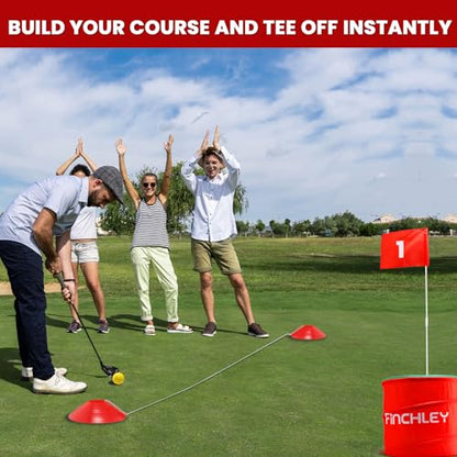 A11N SPORTS Finchley Backyard Golf Chipping Game | Portable 9 or 6 Holes Yard Golf Course for Outdoor, Lawn, Beach, Park | Golf Gifts for Men Women - size: 6 Buckets