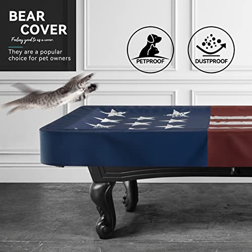 Pool Table Cover, Waterproof Indoor/Outdoor Heavy Leatherette Pool Table Accessories, Billiards Accessories for Protecting Felt, 7/8/9 Feet Fitted Billiard Covers Red & Blue(8FT/OG.)
