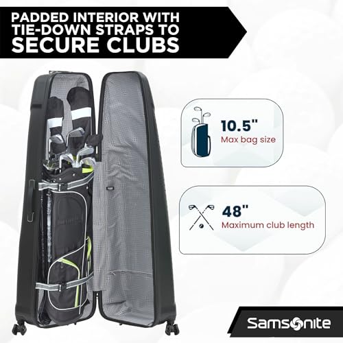 Samsonite Tour Pro Golf Hard Case Travel Bag | Lightweight, Durable ABS Shell, 360 Degree Multi-Directional Shark Wheels - color: Jet Black