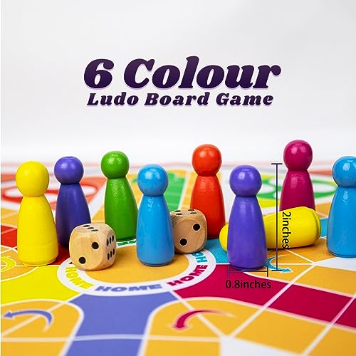 20 Inches Ludo Board Game,2-6 Players Ludo Game for Adults,Ludo & Parcheesi Board Games Suitable for Family Gathering & Party Night (Ludo Instruction Included)