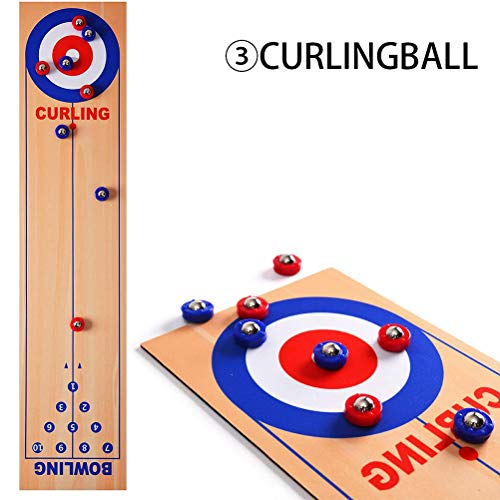 3 in 1 Shuffleboard Bowling Game Table Set for Family | 3 in 1 shuffleboard, bowling & curling set.Smooth playing surface. Quick assembly.Full accessory set.Perfect for home parties