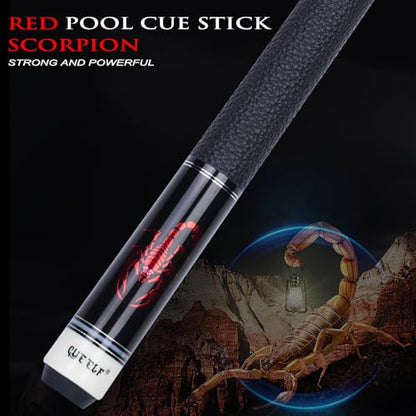 CUEELF Carbon Fiber Pool Cue Stick Leather Wrap Professional Low Deflection Billiard Cue Stick 12.5mm Carbon Fiber Technology Pool Cue - color: CA-SC-RED