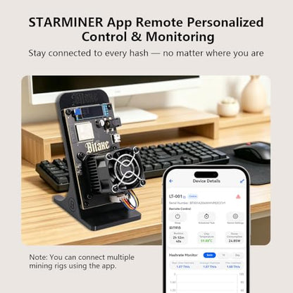 New Smart app Bitaxe Gamma 601 Remote Control, scheduled Power on/Off, Hash Rate Monitoring Mining Pool Configuration, 1.2TH/s ASIC BM1370 Chip Solo Lottery BTC Miner for Home Mining Black - color: Black-APP
