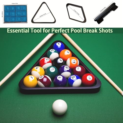 SUPERDIAMOND Pool Ball Rack Set, 4-in-1 Billiard Accessories Kit with Wooden Diamond Rack, Triangle Rack, 12 Chalk Cubes & 9'' Rail Brush, for Home Game Room and Commercial Pool Table Use