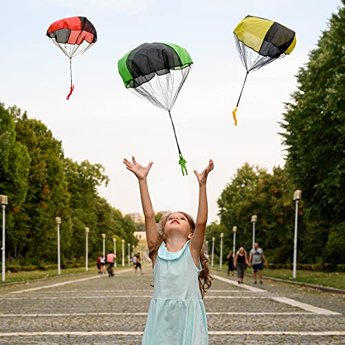 NUTTY TOYS Parachute Toys for Kids - Tangle Free Outdoor Flying Parachute Men, Top Indoor & Outside, 3 4 5 6 7 8 9 10 11 12 Year Old, Best Christmas Stocking Stuffers Idea 2026 Unique Boy & Girl Gifts - style: Red Yellow Green