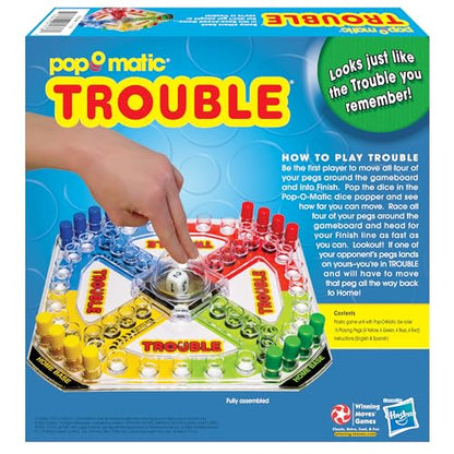 Winning Moves Classic Trouble, with Retro Art and Pop-O-Matic Popper | 2 to 4 Players, Ages 5+