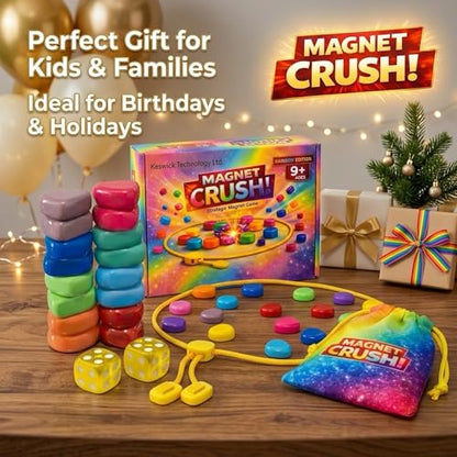 Magnet Crush Magnetic Strategy Board Game (Rainbow) for Kids & Adults, Fun Tabletop Magnet Placement Game, STEM Educational Toy, Family Party Game, Travel Game, Puzzle Brain Teaser, Gift for Ages 9+ - color: Rainbow