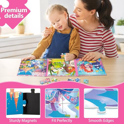 Little Princess Magnetic Puzzles for Toddlers 3-5 Girls, Mermaid Puzzles for Kids Ages 4-6 Todder Puzzle Car Airplane Road Trip Activities Magnet Games Toys for 3 4 5 6 Year Old Children Girls Gifts - style: Princess