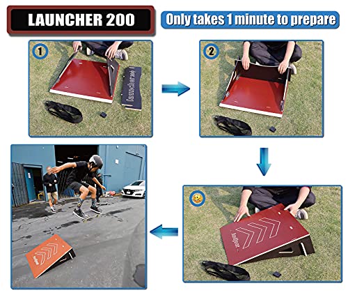 Kids Jumping Ramp for Skateboard, Bike, Scooter, BMX, RC Car and Dirt Bike, 25.2 in, Red - color: Red, size: L200