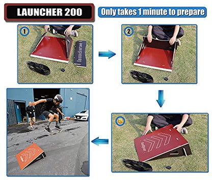Kids Jumping Ramp for Skateboard, Bike, Scooter, BMX, RC Car and Dirt Bike, 25.2 in, Red - color: Red, size: L200