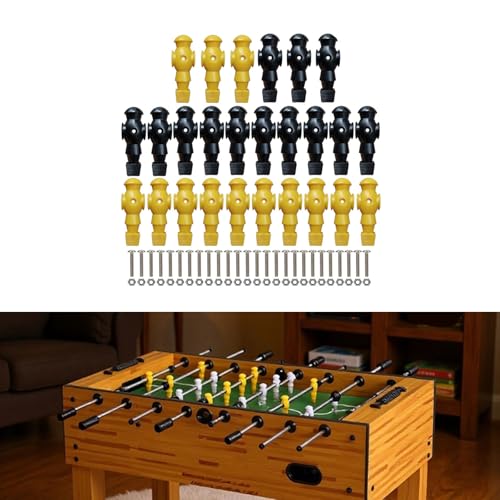 26Pcs Table Foosball Men Replacement Football Men Soccer Games Player Figure 107mm Height 16mm Side Hole Foosball Player - color: red and yellow, size: With screws