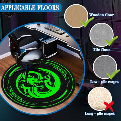 Gaming Chair Mat for Low - Pile Carpets and Hardwood Floors, 47 - inch Round Floor Mat, Suitable for Rolling Chairs in Game Rooms, Bedrooms, Living Rooms and Offices