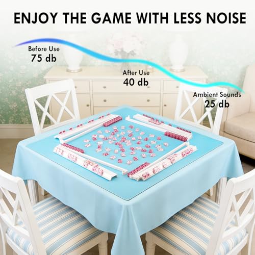 Blue 31.5" Crease-Free Non-Slip Noise Reduction Mahjong Mat | American Mahjong Table Cover with Carrying Bag for Poker Card Games Dominoes & Board Games - color: Blue