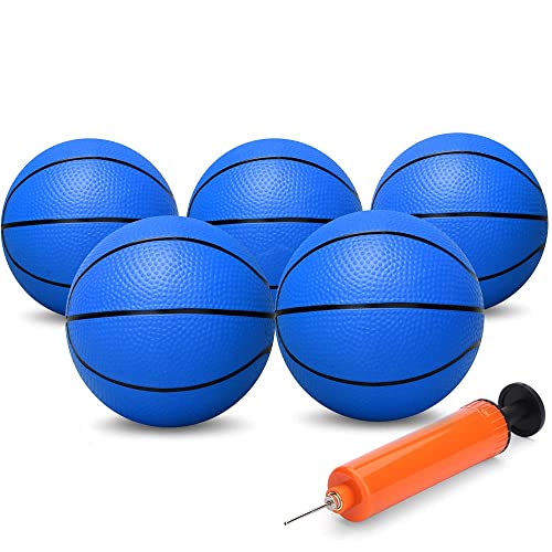 6" Mini Basketball for Kids & Adults, Indoor Basketball for Over-Door Hoop, Toddler Balls Arcade Game 5 Pack - color: blue