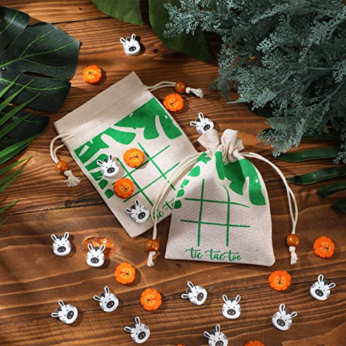 Sotiff 24 Sets Safari Tic Tac Toe Party Favor Games with Drawstring Bags for Boys Girls Classroom Prizes Exchange Gifts - style: Safari
