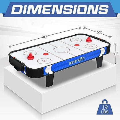 SereneLife 40" Air Hockey Game Tabletop, w/Fastest Game Play Upgraded 110v Motor, Built-in Score Tracker & Puck Dispenser, Accessories