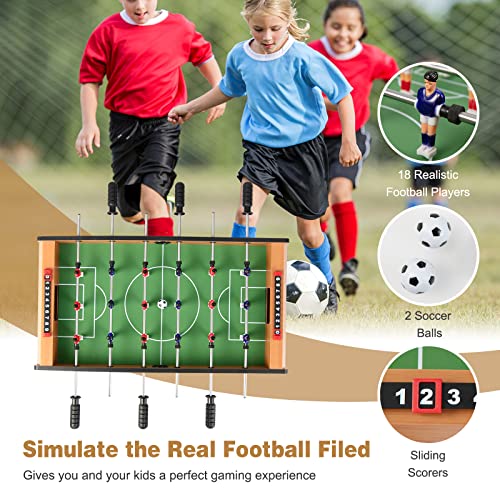 Giantex 27" Foosball Table, Easily Assemble Wooden Soccer Game Table Top w/Footballs, Indoor Table Soccer Set for Arcades, Game Room, Bars, Parties, Family Night