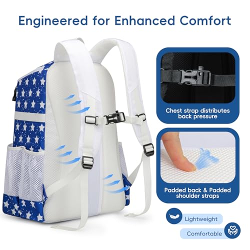 KAVIGOR Baseball Bag for Youth and Adult, Softball Backpack 40L Large Capacity, Bat Backpack with Shoes Compartment and Hidden Helmet Holder - color: White & Blue