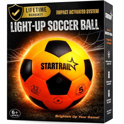 Light Up Soccer Ball, Glow in the Dark Ball NO 5, Soccer Gifts for Boys 8-12, 12-14 Year Old, Kids & Teens Gift Ideas, Sports Toys for Boy & Girl Ages 8 9 10 11 12 13 14 15, Glowing Outdoor Activity