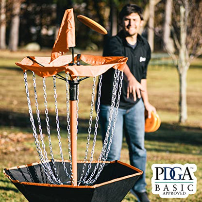 Franklin Sports Disc Golf Baskets - Portable Disc Golf Target with Chains Included - Disc Golf Basket Stand Equipment for Hole + Course Creation - style: Deluxe Steel Chain