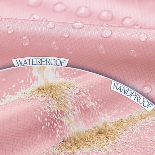 BYDOLL Beach Blanket Waterproof Sandproof Large Sand Free,78''X81''/10'X9' Oversized Sandless Lightweight Blanket Picnic Mat for Beach Travel Camping Hiking with Stakes - color: Pink, size: 10'X9'