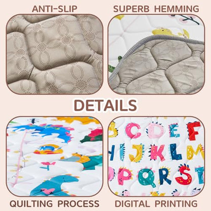 Baby Play Mat - Thicken 50x50 Inch Soft Foam Crawling Mat for Playpen & Floor, Non-Slip Waterproof Playmats for Infants & Toddlers, Portable Foldable & Machine Washable, Dinosaur & Letters - size: 50" X 50"