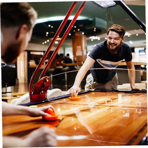 Air Hockey Pushers and Pucks Large Striker with Thick Felt Pads Table Replacement Accessories for Air Hockey Game Includes Blue Black Red Green Pushers and Red Green Pucks