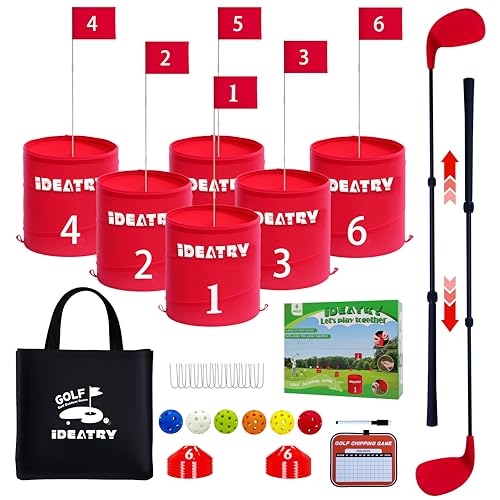 Ultimate 6 Holes Backyard Outdoor Golf Games with 2 Adjustable Clubs, Lawn Golf Game for Adults to Practice, Idea for Camping/Party/Beach