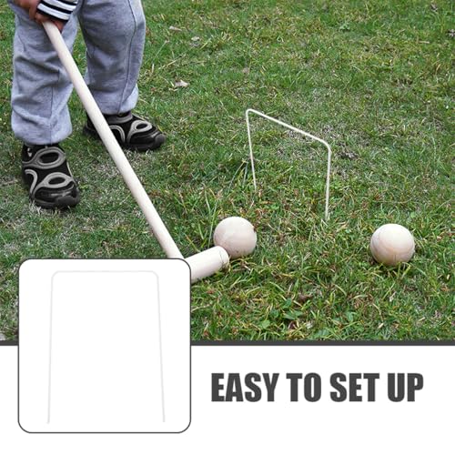 8pcs Croquet Wickets Metal Hoops Set with Ground Spikes Iron Wire Frame Outdoor Backyard Lawn Game Replacement Parts for Family Play