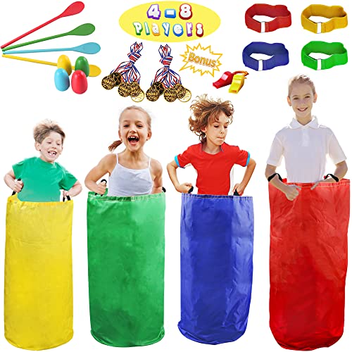 28PCS Potato Sack Race Bags, Egg and Spoon Race,Carnival Games 3-Legged Relay Race Bands, Outdoor Games for Kids and Adults (with Game Prizes & Whistles), Outside Yard Lawn Birthday Party Games - style: 28 PCS