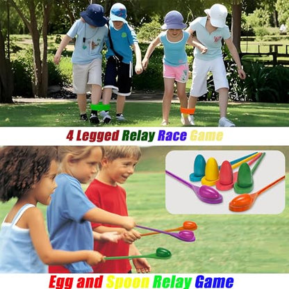 （24pcs） Outdoor Sports, Potato Bag Race Bag, Egg Spoon Relay Race, Three-Legged Race Belt, Birthday Parties, School Days, Family reunions, Outdoor fairs, lawns, Easter, Autumn Festival Game Supplies.