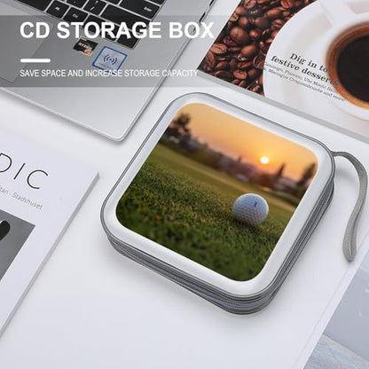 Golf Course Sunset Scape CD Case 40 Capacity DVD Holders Wallet for Home Travel