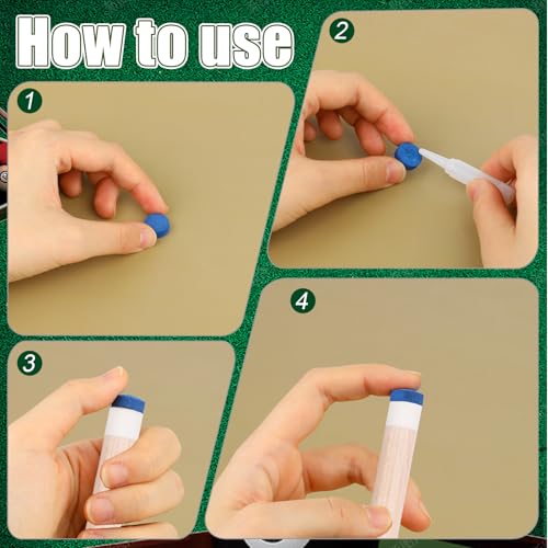 Psyqtsuary 20 Pieces Billiard Pool Cue Tips, 13/12/10/9mm, Pool Stick Replacement Tips with Storage Box for Pools Cues and Snooker, Blue, Leather